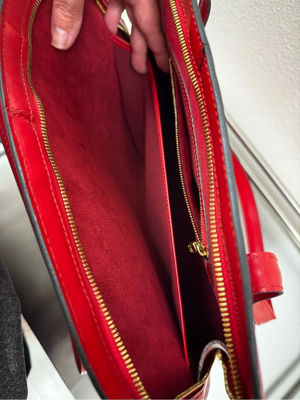 Louis Vuitton Vintage Lussac Red Epi Leather Shoulder Bag